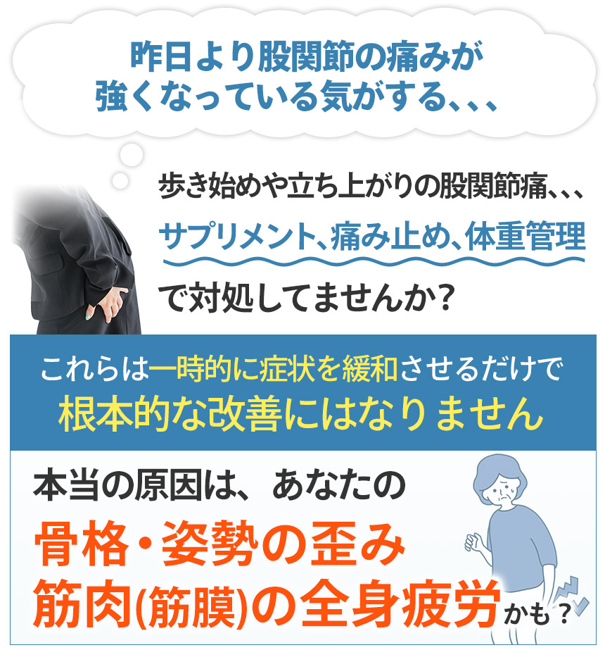 股関節痛をそのままにしてしまうと・・・