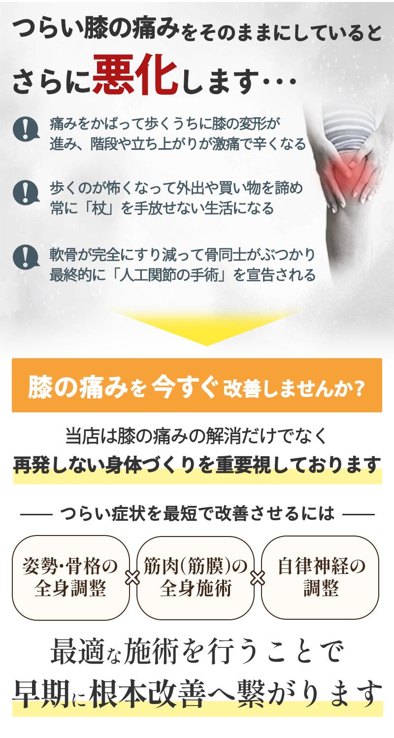 膝の痛みをそのままにしてしまうと・・・