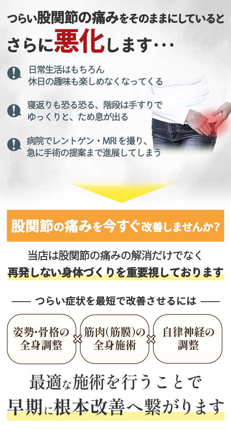 股関節痛をそのままにしてしまうと・・・