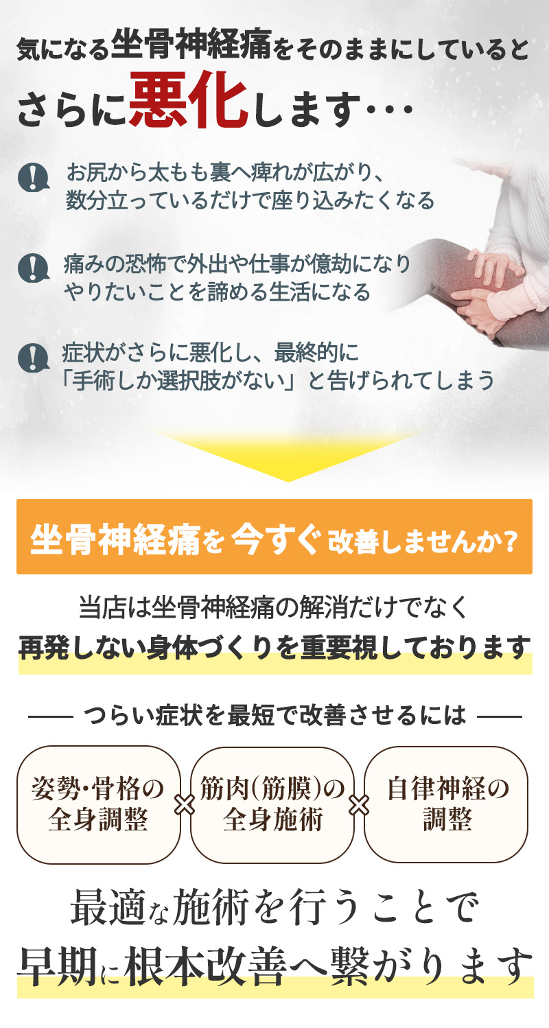 坐骨神経痛をそのままにしてしまうと・・・
